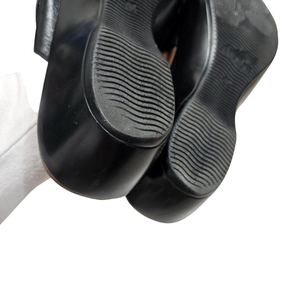 Dansko Womens Leather Platform Sandals Size 40 Hook Loop Straps‎ Black Turquoise - Picture 6 of 14